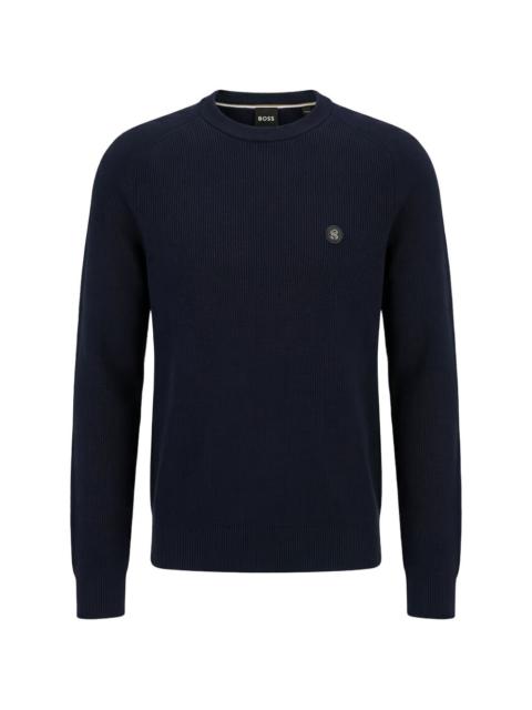 BOSS ribbed-knit logo-plaque sweater