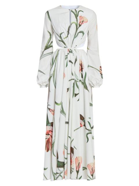 GIAMBATTISTA VALLI Women's Floral Cotton Cut-Out Waist Maxi Dress - Ivory Multi