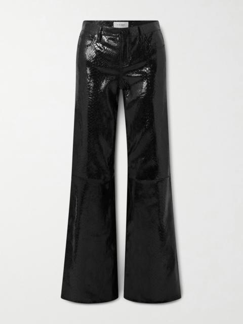 FRAME Rodeo Croc-effect Leather Flared Pants