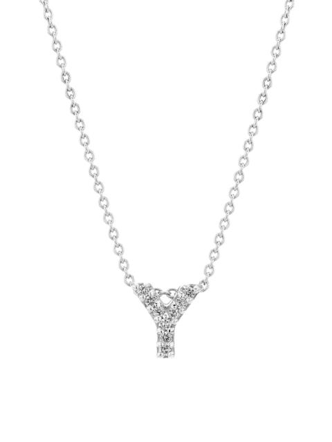 ROBERTO COIN Women's Tiny Treasures 0.08 TCW Diamond & 18K White Gold Initial Necklace - Initial Y