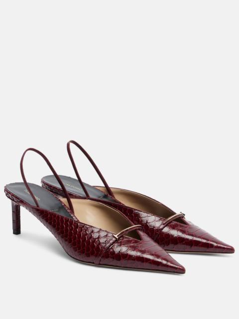 TOM FORD Croc-effect leather slingback pumps