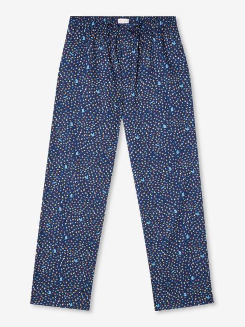Derek Rose Men's Lounge Trousers Ledbury 58 Cotton Batiste Multi