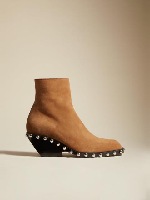 KHAITE The Hooper Boot in Cognac with Studs