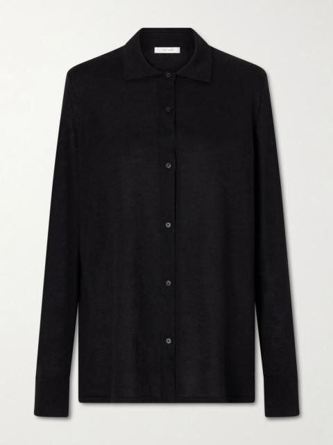 The Row Ocari cashmere and silk-blend polo knit Black
