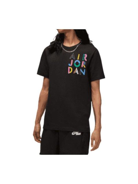 Jordan Air Jordan Brand Multi-Color Logo Printing Round Neck Short Sleeve Black DM3079-010