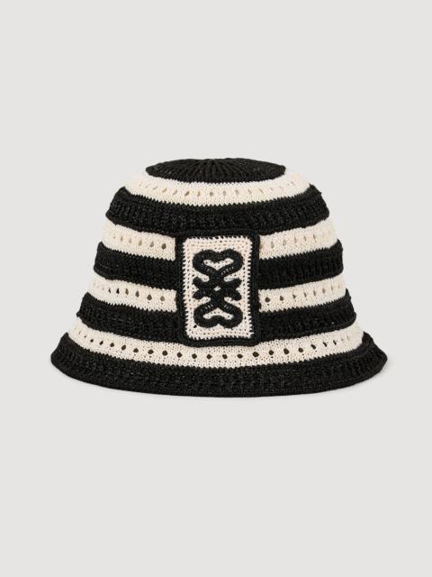 Sandro STRIPED CROCHET BUCKET HAT