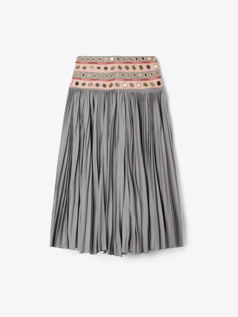 TORY BURCH Mirror Embellished Cotton Skirt