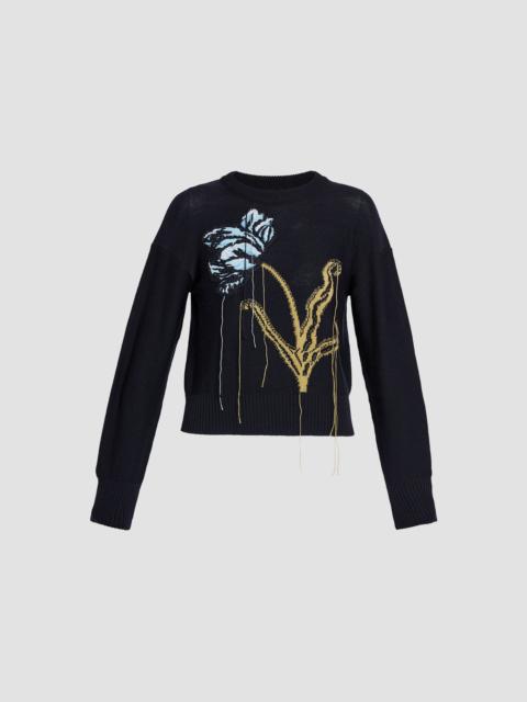 Erdem FLORAL CREW NECK JUMPER
