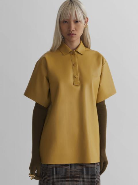 MUGLER mustard leather polo