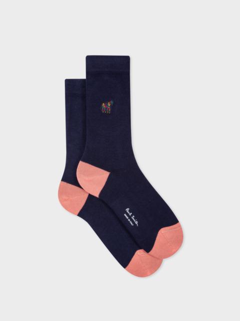 Paul Smith Women's Navy 'Swirl' Embroidered Zebra Socks