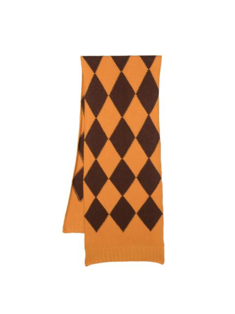 La DoubleJ argyle-pattern knitted scarf