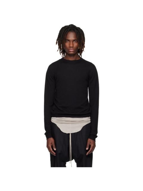 Rick Owens Black Temple Rasato Knit Cropped Biker Sweater