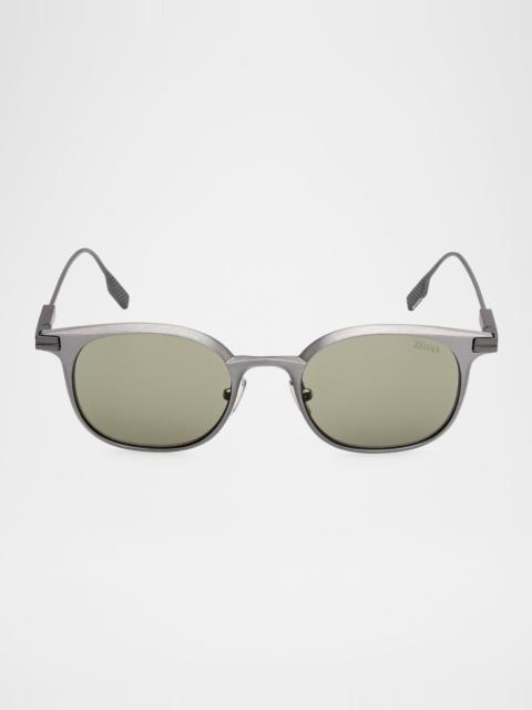 ZEGNA Men's Round Metal Sunglasses
