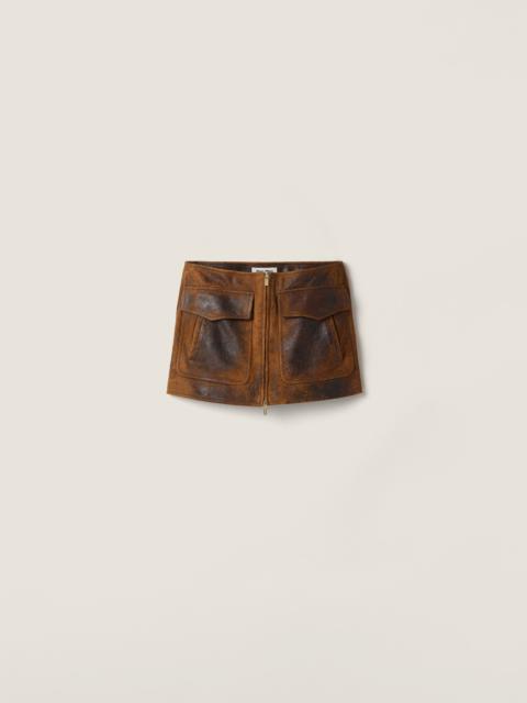 Miu Miu Waxed suede leather mini-skirt