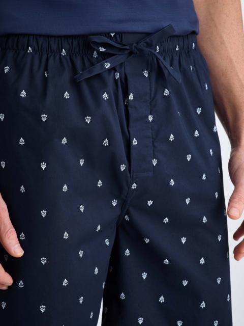 Derek Rose Men's Lounge Shorts Cotton Batiste Navy Paisley Motif