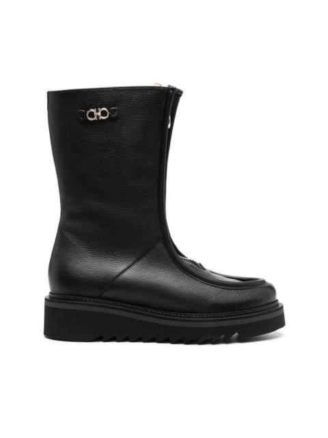 50mm zip-front leather boots