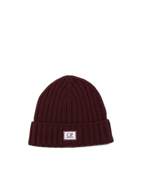 C.P. Company logo-patch ribbed-knit beanie hat