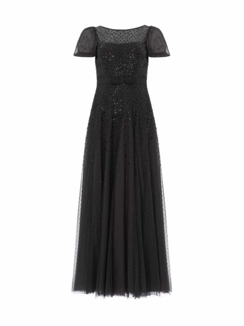 Needle & Thread Sequin Cascade Bow Short Sleeve Gown