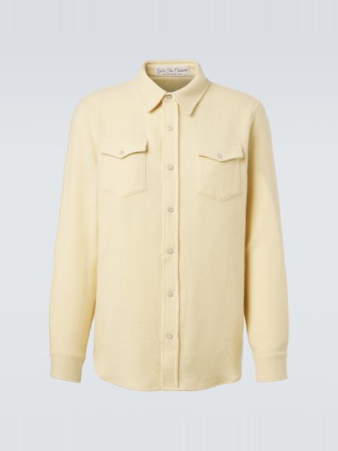 God’s True Cashmere Daffodil Solid cashmere shirt with moonstone