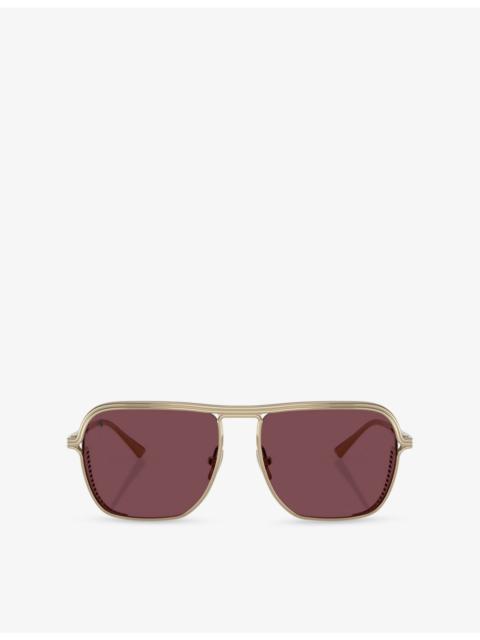 Ferrari FH1014T Square-Frame Metal Sunglasses