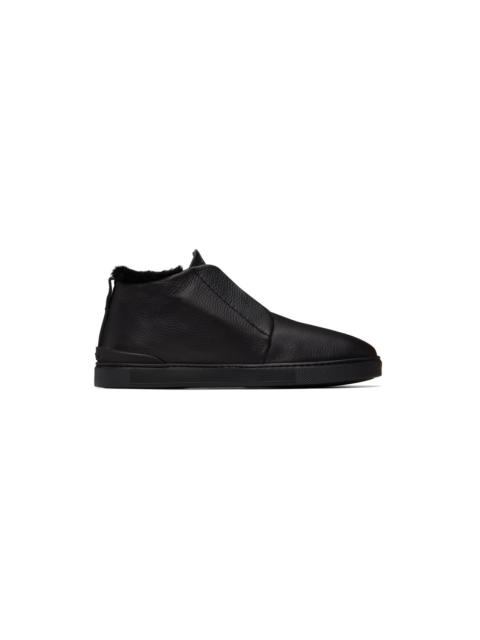 ZEGNA Black Triple Stitch Sneaker