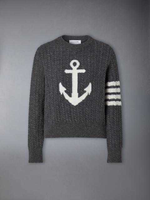 Thom Browne MERINO WOOL 4-BAR INTARSIA ANCHOR PULLOVER