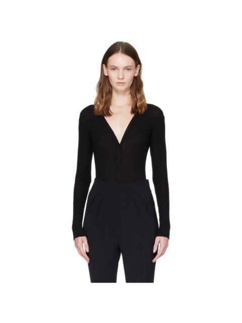 MUGLER Black Knit Buttoned Bodysuit