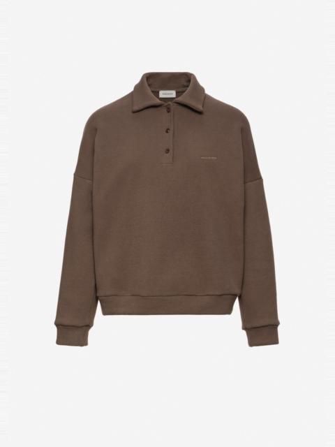 MAGDA BUTRYM Cotton sweatshirt polo in light brown