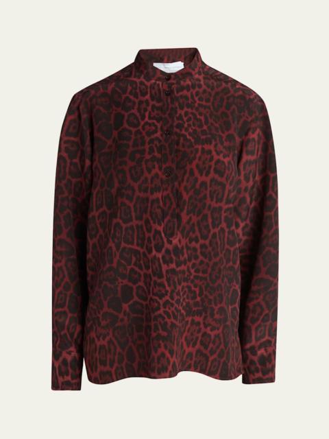 Stella McCartney Ava Henley Leopard Print Blouse