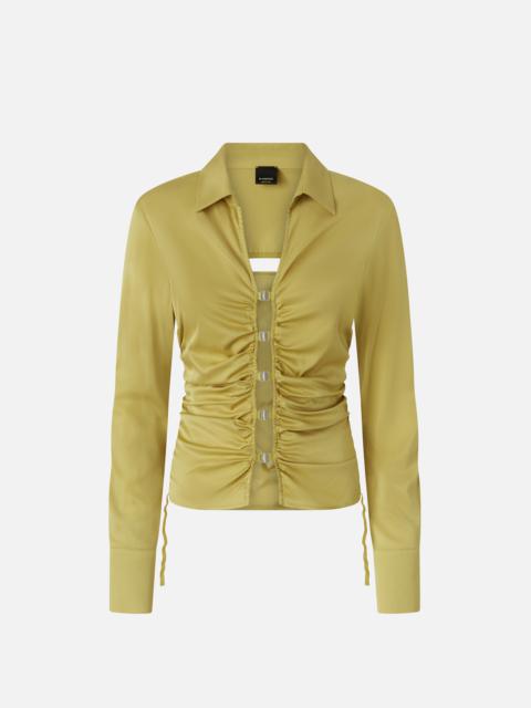 PINKO SHINY SHIRT WITH GATHERING AND BACK OPENING