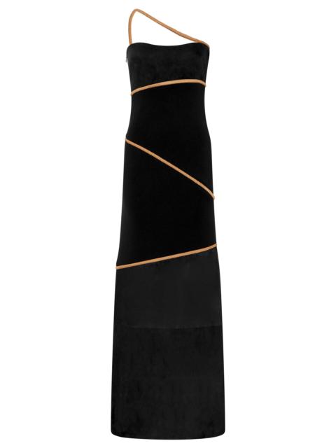 GABRIELA HEARST Tibor Rope Strapless Maxi Dress in Black Suede & Merino Wool