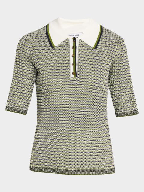 VERONICA BEARD Soza Compact Knit Polo Top