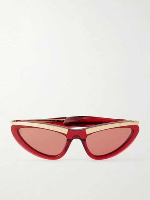Bottega Veneta Cat-eye gold-tone and acetate sunglasses Red