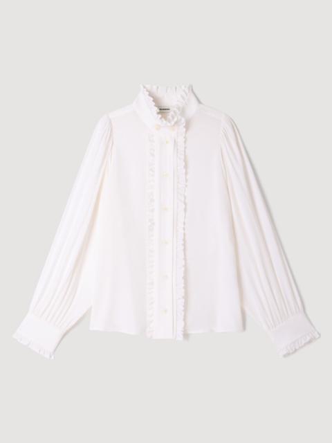 Sandro SILK SHIRT WITH GATHERED COLLAR