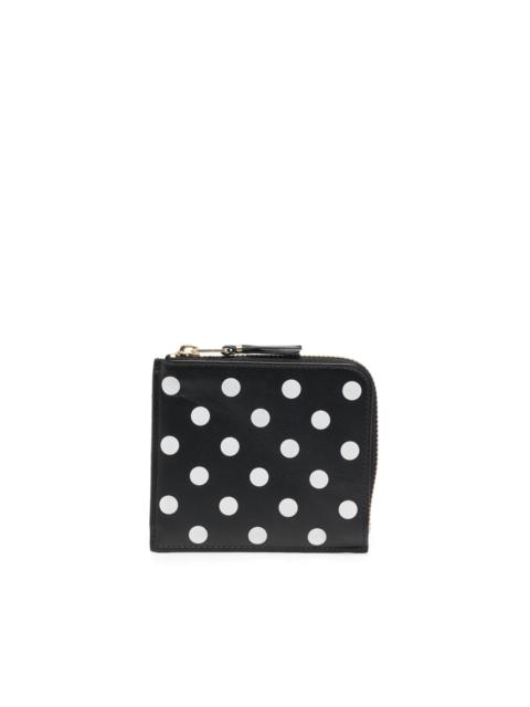 polka-dot zip-around wallet