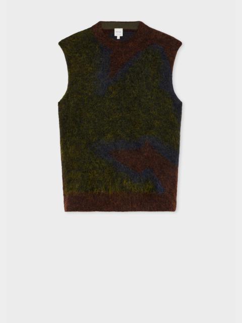 Paul Smith Dark Grey and Green 'Photogram Leaves' Mohair-Blend Knitted Vest
