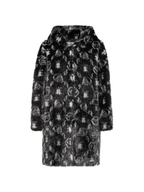 monogram-print hooded coat