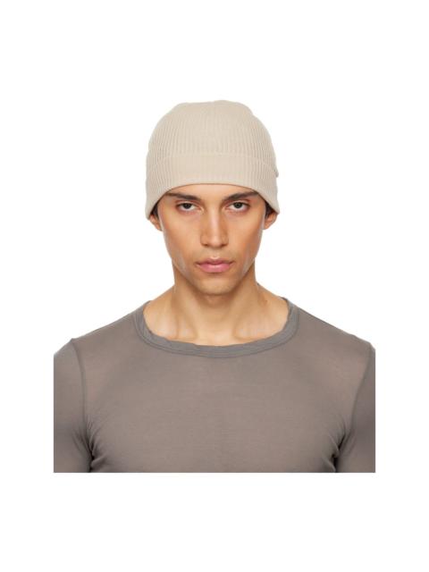 Rick Owens Beige Temple Ribbed Beanie