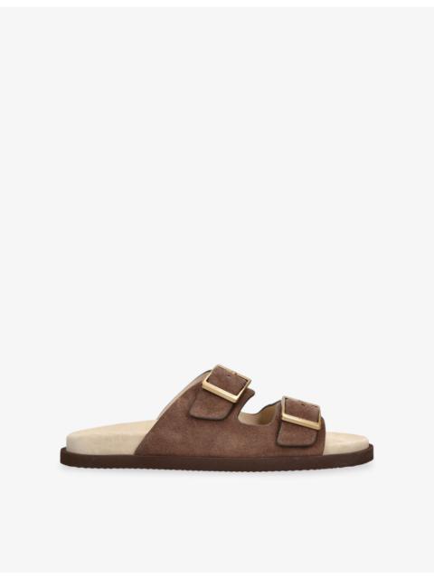 Brunello Cucinelli Two-Strap Suede Sandals