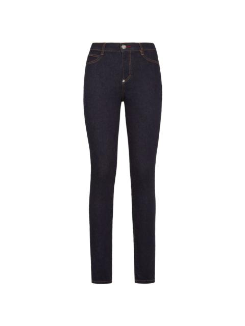 logo-plaque stretch-cotton skinny jeans