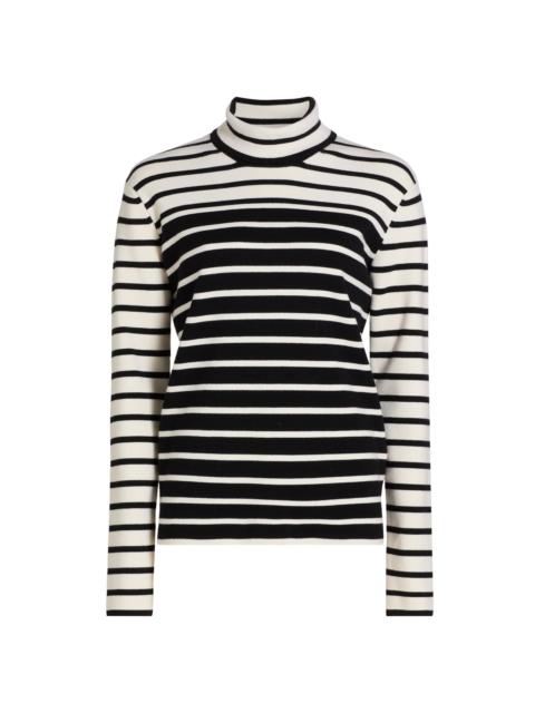 TOTEME Women's Striped Wool Turtleneck Sweater - White Black