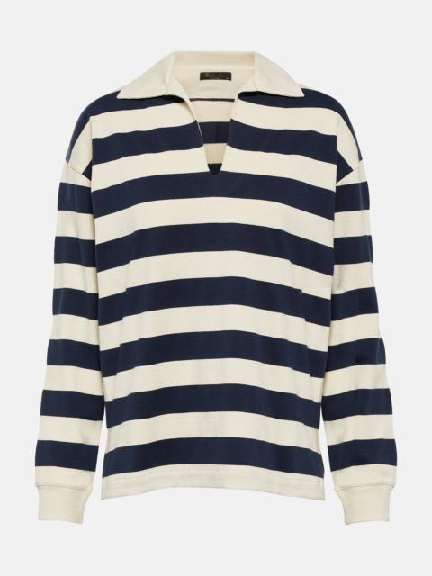 Striped cotton polo sweatshirt