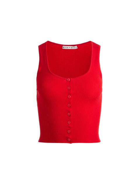 Alice + Olivia DARYN BUTTON THROUGH CROPPED TANK