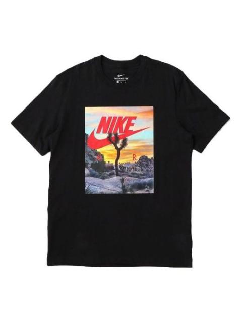 Nike Nike Sportswear Printing Pattern Round Neck Short Sleeve Black CT6885-010