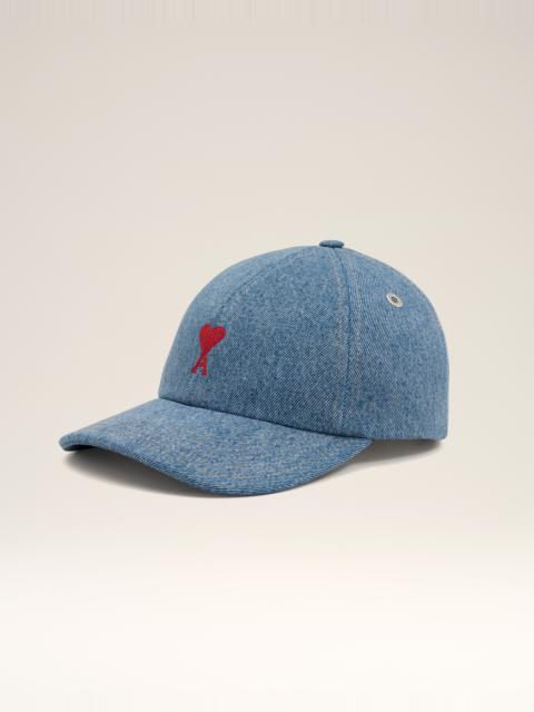 AMI Paris BLUE COTTON AMI DE COEUR EMBROIDERY CAP | REVERSIBLE