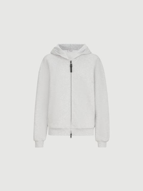 Brunello Cucinelli Cotton smooth French terry topwear with shiny zipper pull