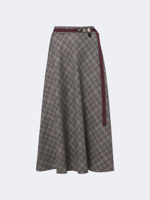 'S Max Mara Belted plaid virgin wool midi skirt