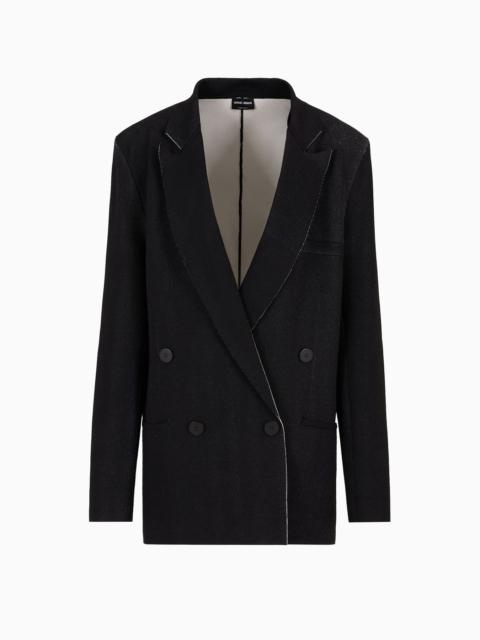 GIORGIO ARMANI Double-breasted peacoat-style jacket in a bonded silk blend