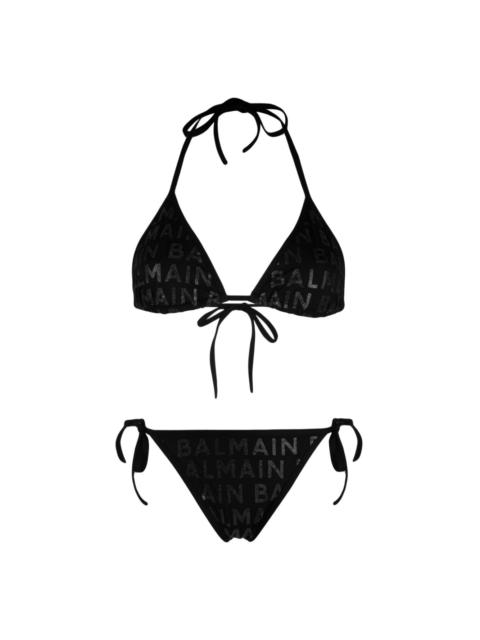 logo-print bikini
