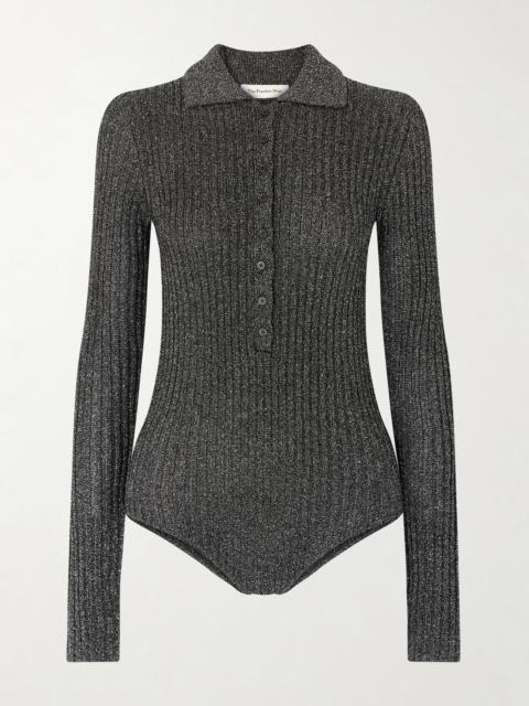 The Frankie Shop Solana Metallic Ribbed-knit Bodysuit